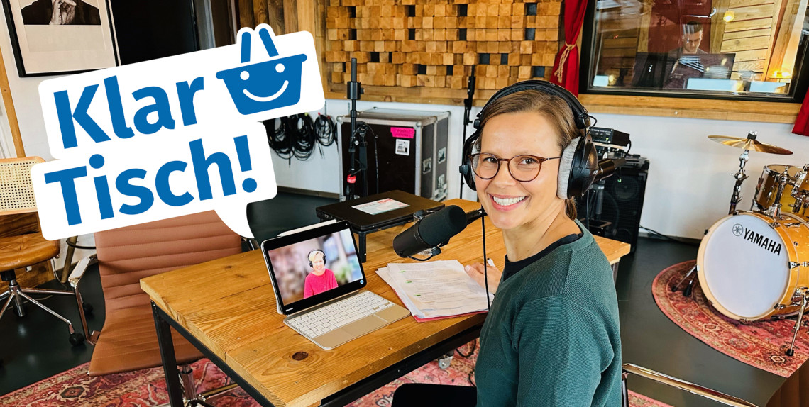 Podcastaufnahme mit Gästin in der Videokonferenz